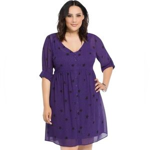 Torrid Women’s Star Print Chiffon Shirt‎ Dress Starry Night Size 1X